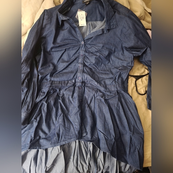 NWT Ashley Stewart hi low denim peplum top - Picture 4 of 4